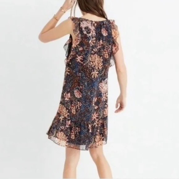 Madewell Lily Ruffle Dress on Sea Floral Print Size Small - Picture 8 of 15